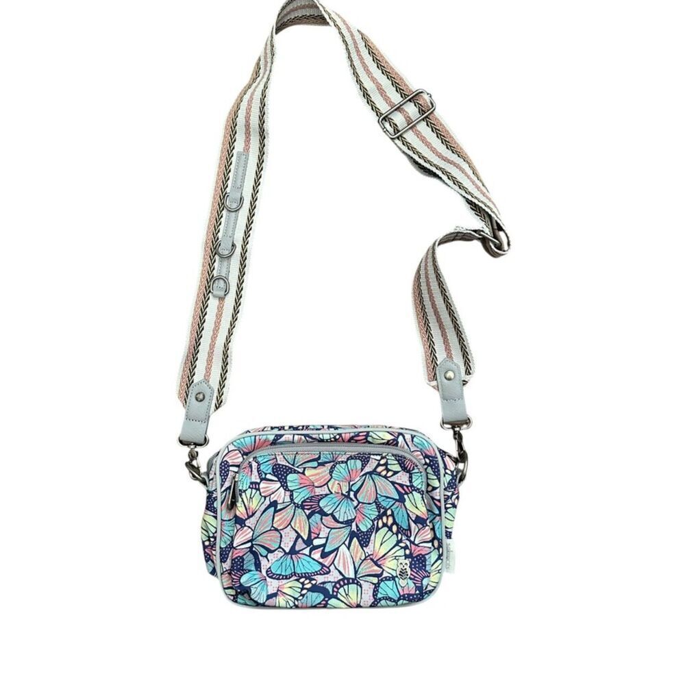 The Sak Westwood Crossbody Butterfly's‎ Blue/Pink Wide Strap